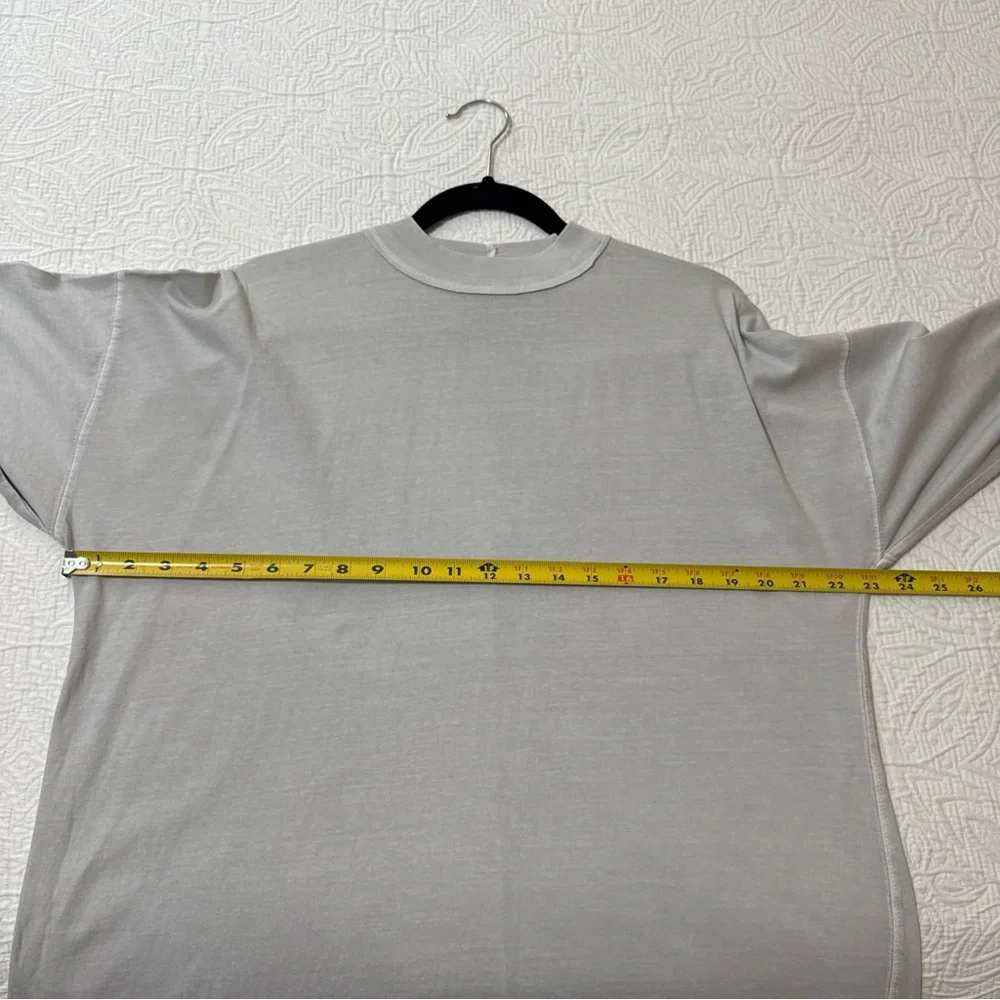 We the Free Tee Long Sleeve Slob Cotton Light Gray Oversize Sz M Boho Minimalist